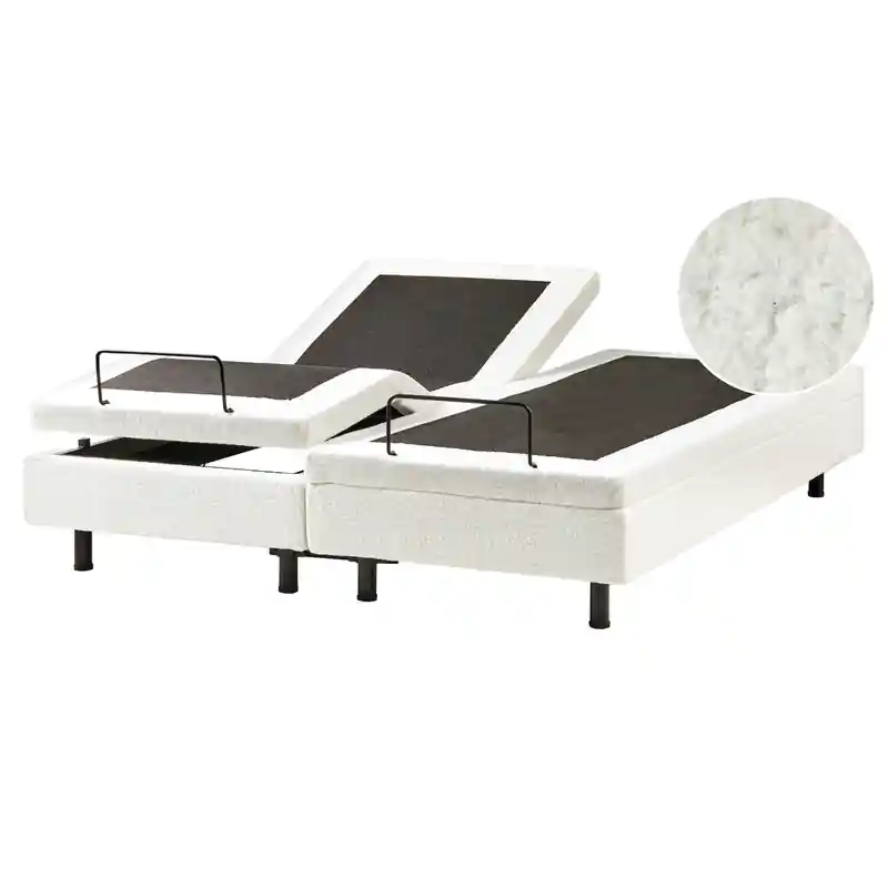 DUKE - Bed zonder hoofdbord - Gebroken wit - 160 x 200 cm - Bouclé Premium