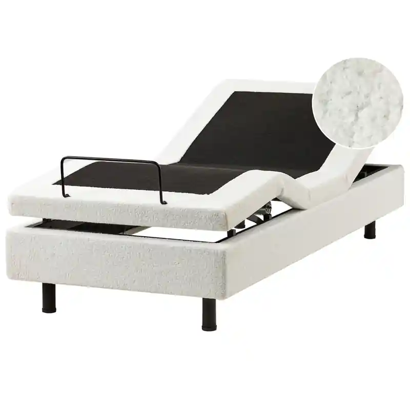 DUKE - Bed zonder hoofdbord - Gebroken wit - 80 x 200 cm - Bouclé Favoriet