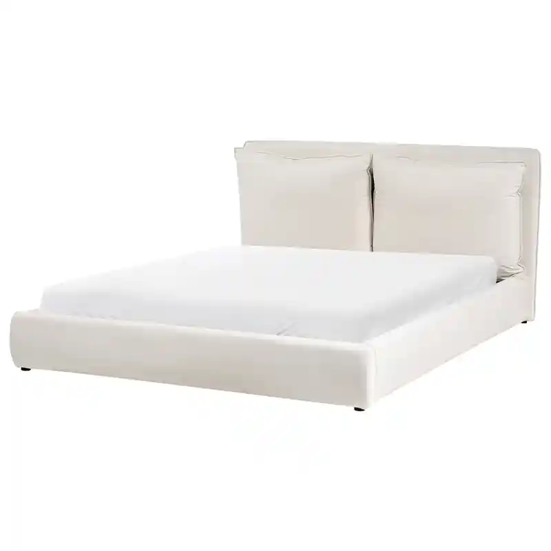 Merkproduct BAJONNA - Tweepersoonsbed - Lichtbeige - 160 x 200 cm - Polyester