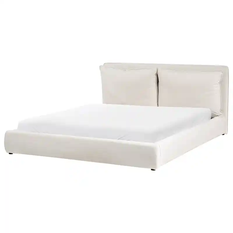 Korting BAJONNA - Tweepersoonsbed - Lichtbeige - 180 x 200 cm - Polyester