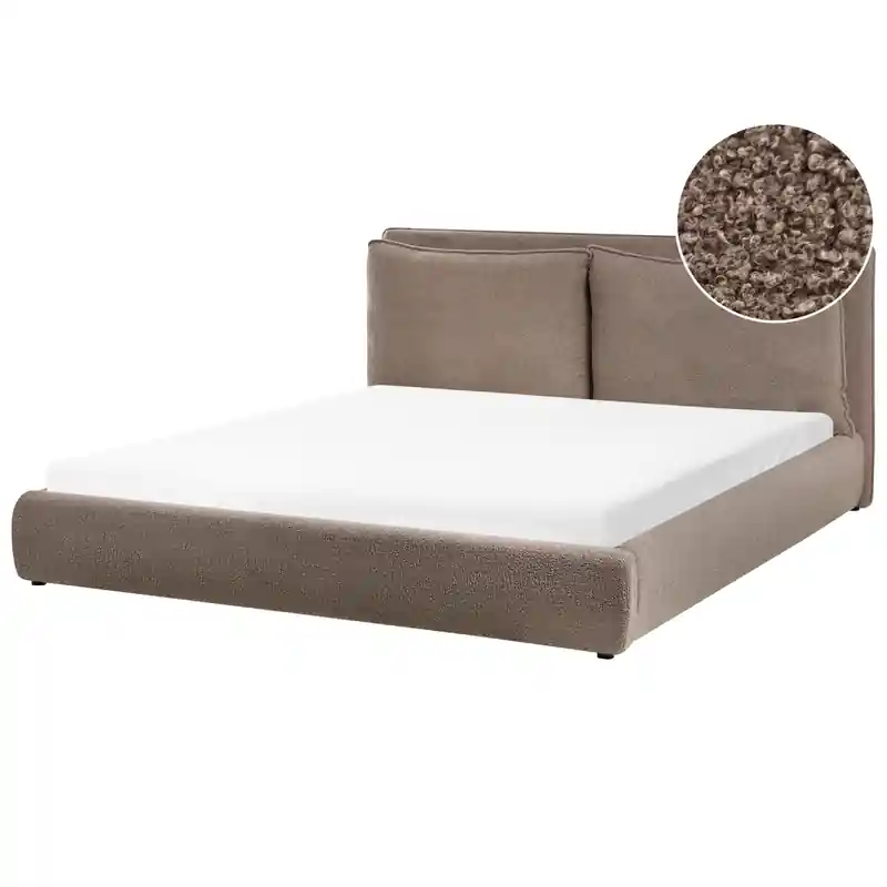 BAJONNA - Tweepersoonsbed - Bruin - 180 x 200 cm - Bouclé Finale Uitverkoop
