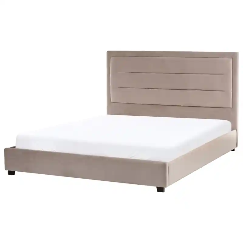 Ambachtelijk ROUEN - Tweepersoonsbed - Taupe - 160 x 200 cm - Fluweel