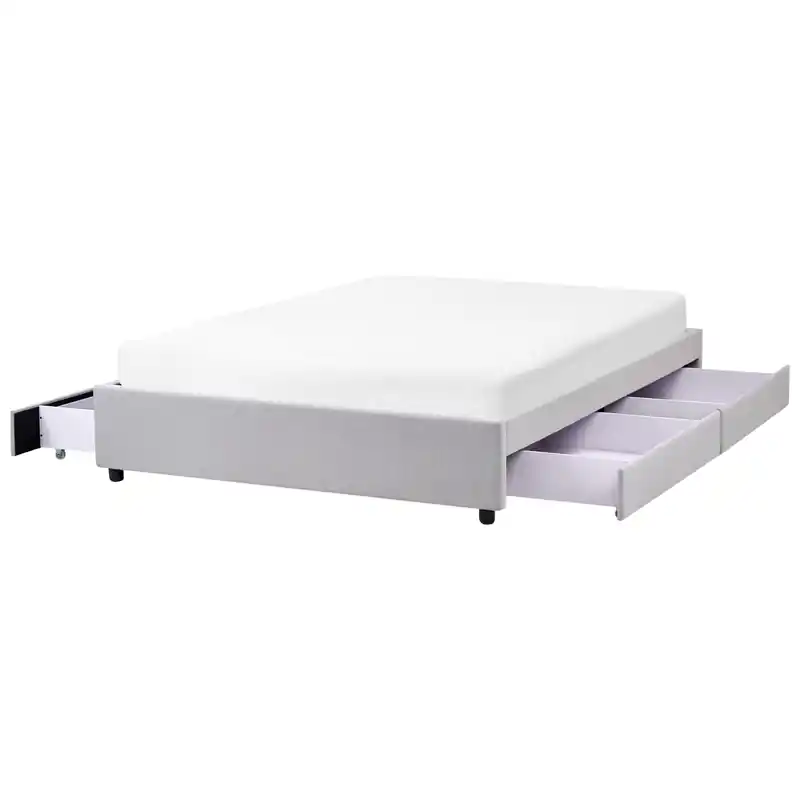Weekendaanbieding PRADES - Bed met opbergruimte - Lichtgrijs - 140 x 200 cm - Polyester