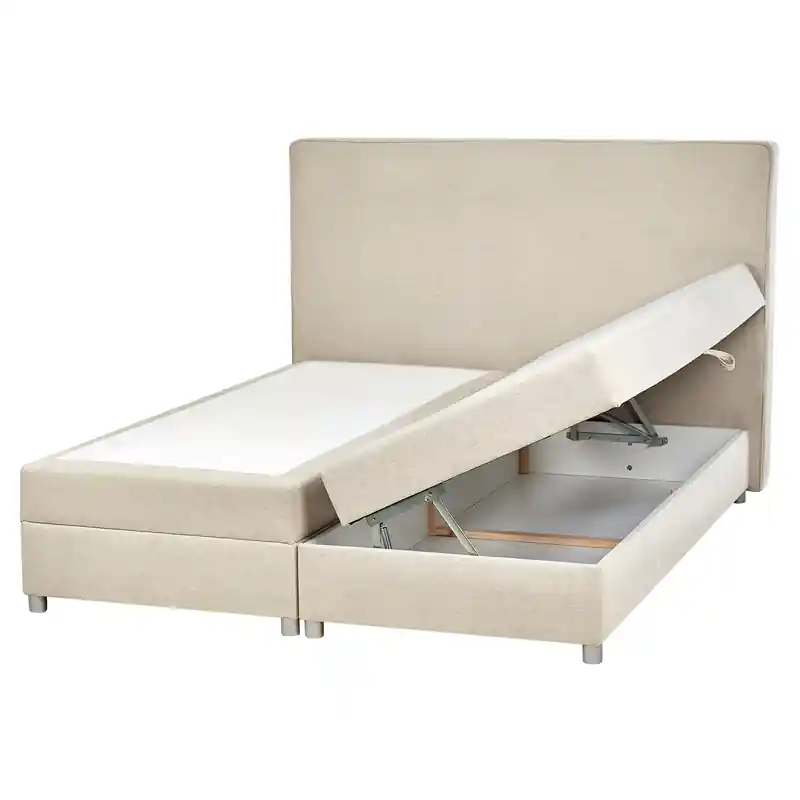 Weekendaanbieding ADMIRAL - Boxspringbed - Lichtbeige - 160 x 200 cm - Polyester