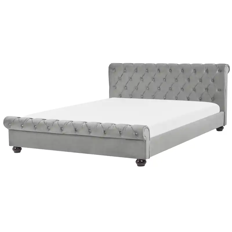 AVALLON - Tweepersoonsbed - Lichtgrijs - 180 x 200 cm - Fluweel Trendy