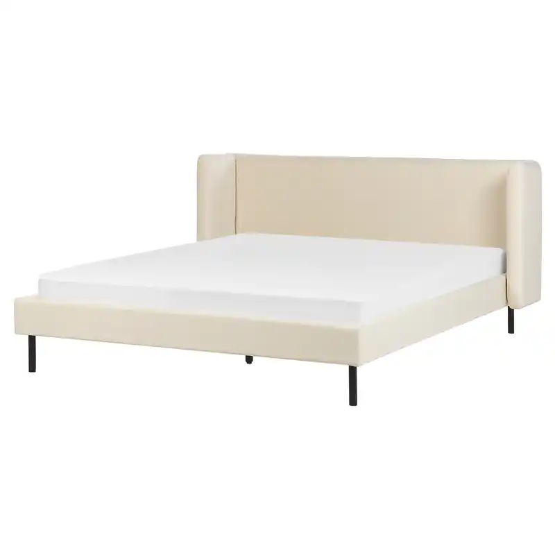 Aanbieding ARETTE - Tweepersoonsbed - Lichtbeige - 160 x 200 cm - Fluweel
