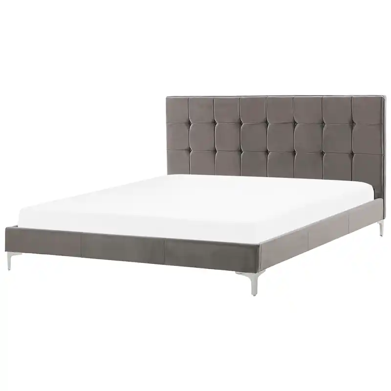 AMBERT - Tweepersoonsbed - Grijs - 180 x 200 cm - Fluweel Hete Deal