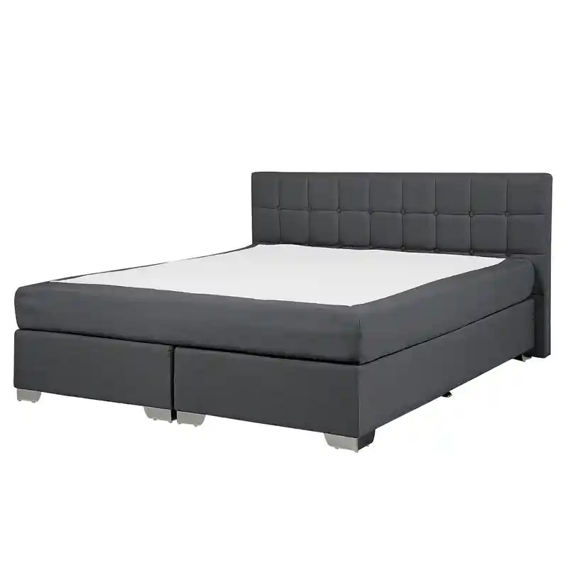 ADMIRAL - Boxspringbed - Donkergrijs - 160 x 200 cm - Polyester Lage Kosten