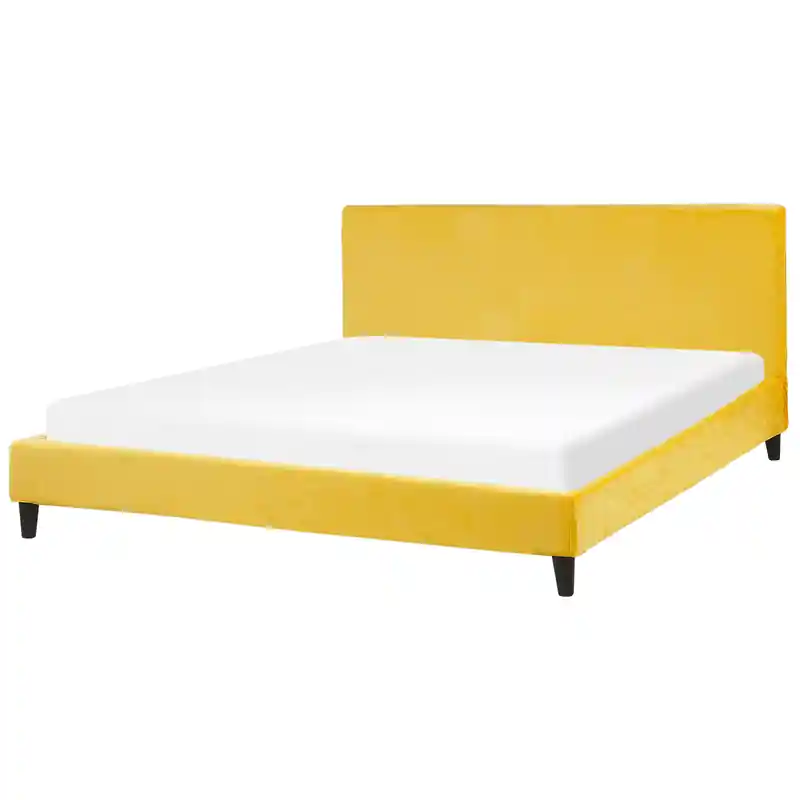 Weekendaanbieding FITOU - Tweepersoonsbed - Geel - 180 x 200 cm - Fluweel