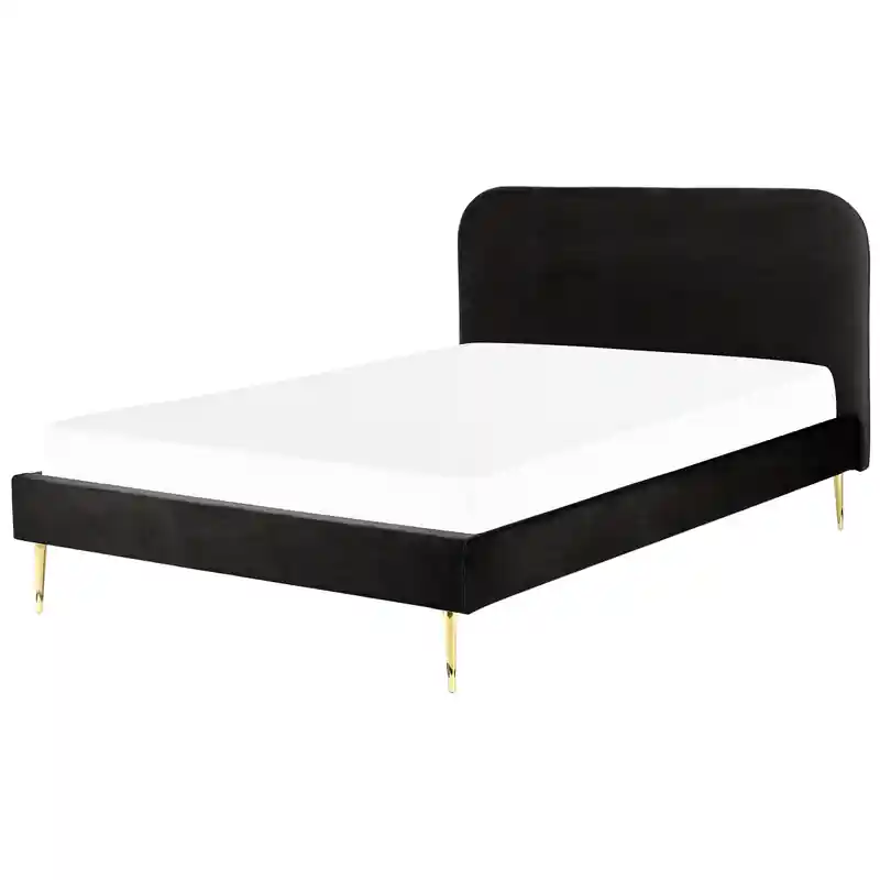 Actieprijs FLAYAT - Tweepersoonsbed - Zwart - 160 x 200 cm - Fluweel