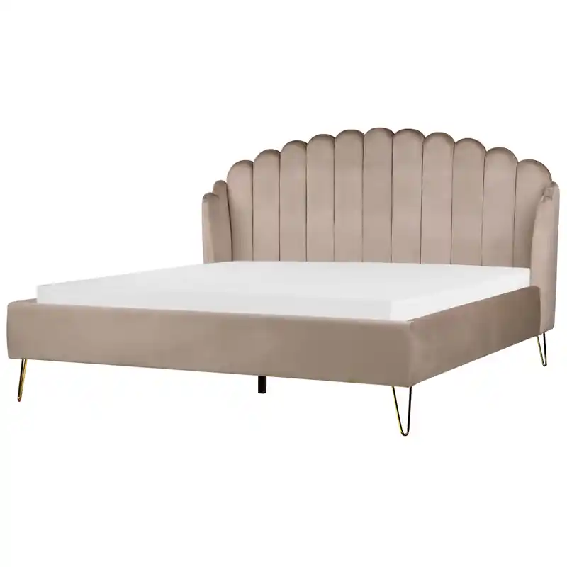 AMBILLOU - Tweepersoonsbed - Taupe - 180 x 200 cm - Fluweel Exclusieve Aanbieding
