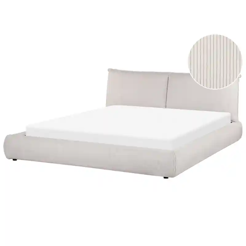 VINAY - Tweepersoonsbed - Lichtbeige - 180 x 200 cm - Corduroy Hoge Kwaliteit