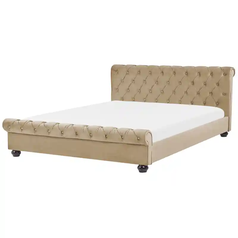 AVALLON - Waterbed - Beige - 160 x 200 cm - Fluweel Betrouwbaar