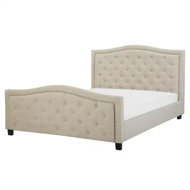 AUREL - Tweepersoonsbed - Beige - 160 x 200 cm - Polyester Topkwaliteit