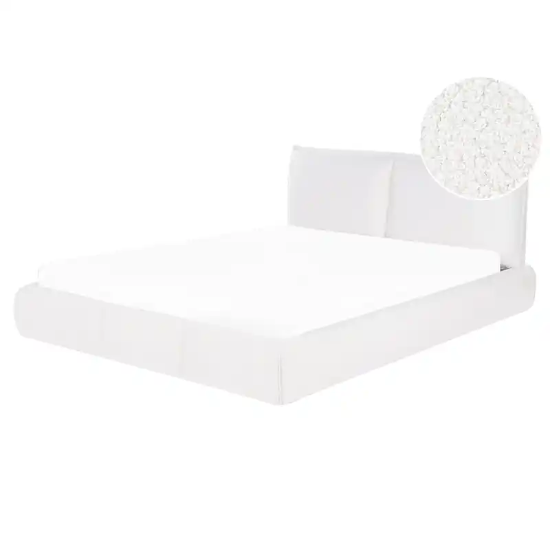 VINAY - Tweepersoonsbed - Wit - 160 x 200 cm - Bouclé Korting
