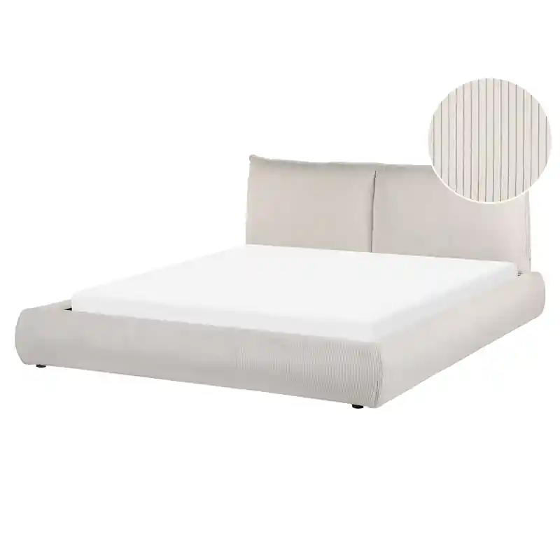 Voordeelprijs VINAY - Tweepersoonsbed - Lichtbeige - 160 x 200 cm - Corduroy