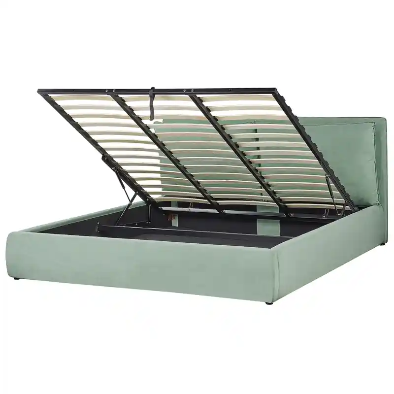 BAJONNA - Bed met opbergruimte - Mintgroen - 180 x 200 cm - Fluweel Exclusieve Aanbieding