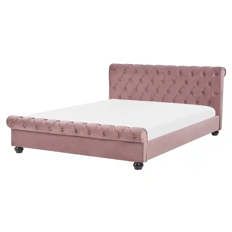 AVALLON - Tweepersoonsbed - Roze - 160 x 200 cm - Fluweel Trendy
