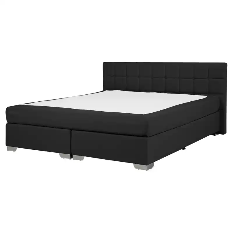ADMIRAL - Boxspringbed - Zwart - 160 x 200 cm - Polyester Superprijs