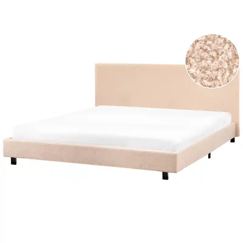 ALBI - Tweepersoonsbed - Beige - 180 x 200 cm - Bouclé Gereduceerde Prijs