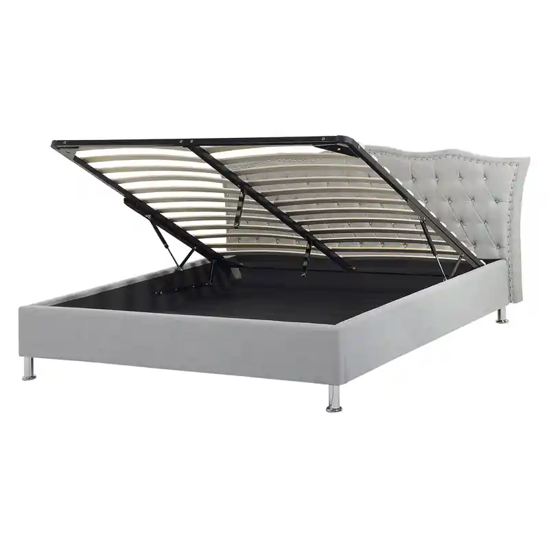 Wereldwijde Verzending METZ  - Bed met opbergruimte - Lichtgrijs - 160 x 200 cm - Polyester