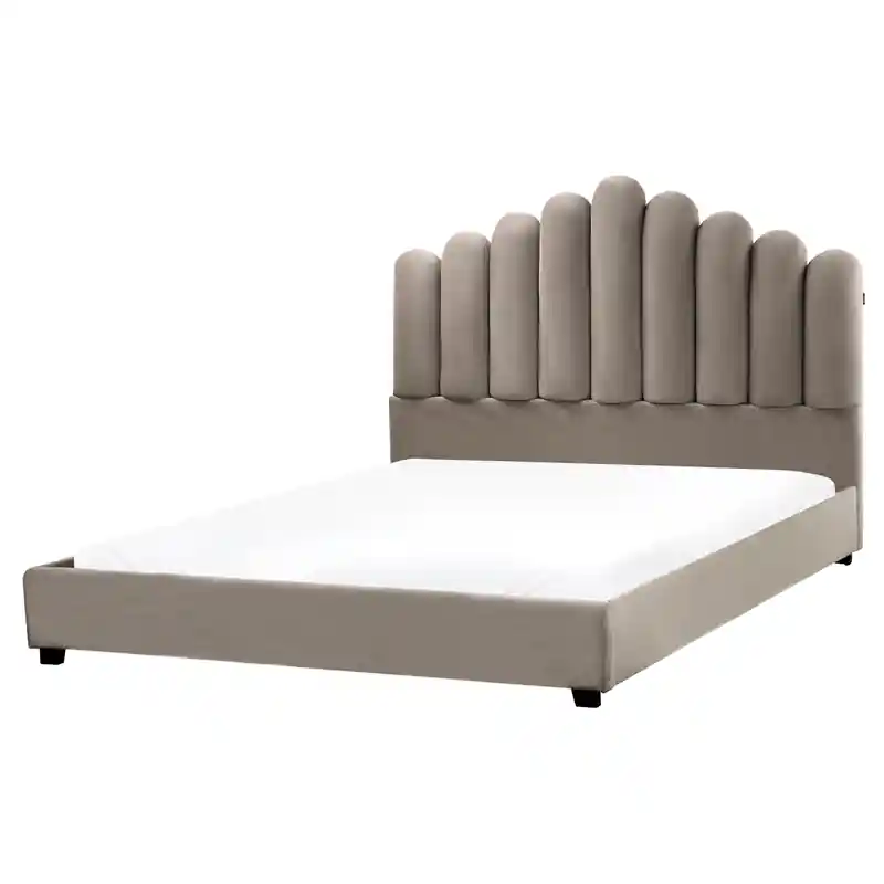 VINCENNES - Waterbed - Taupe - 160 x 200 cm - Fluweel Lage Prijs