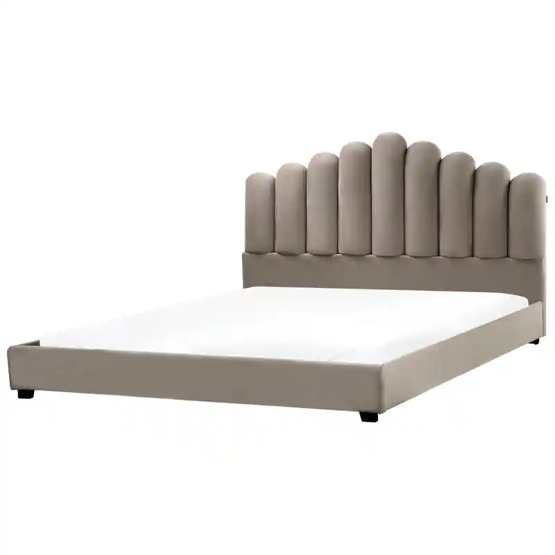 VINCENNES - Bed - Taupe - 180 x 200 cm - Fluweel Seizoensaanbieding