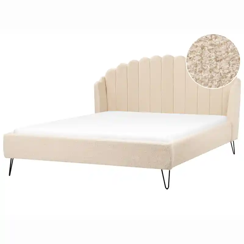 AMBILLOU - Tweepersoonsbed - Beige - 180 x 200 cm - Bouclé Koop Online