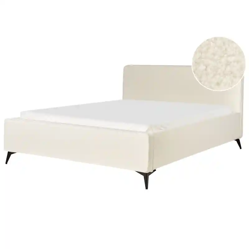 Aanbieding VALOGNES - Tweepersoonsbed - Off-white - 180 x 200 cm - Bouclé