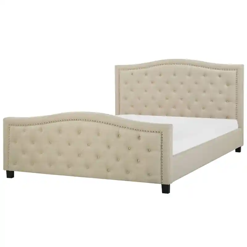 AUREL - Tweepersoonsbed - Beige - 180 x 200 cm - Polyester Weekendaanbieding
