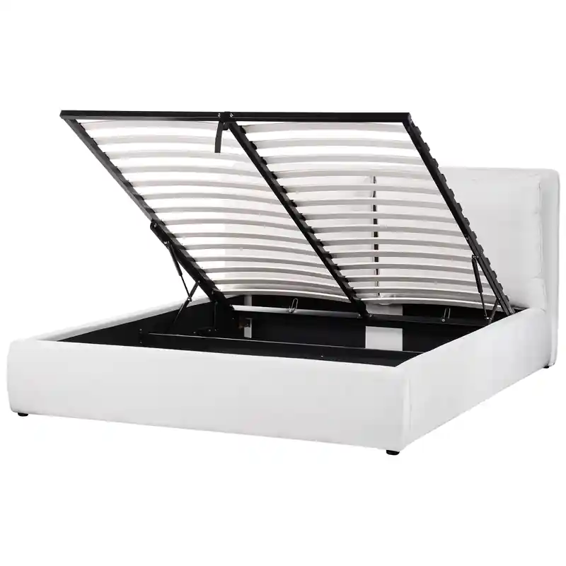 BAJONNA - Bed met opbergruimte - Gebroken wit - 160 x 200 cm - Fluweel Uitverkoop