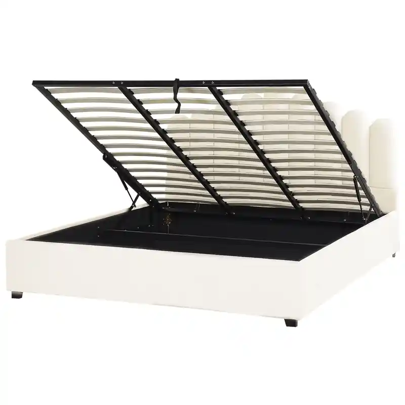 VINCENNES - Bed met opbergruimte - Wit - 180 x 200 cm - Fluweel Hoge Kwaliteit