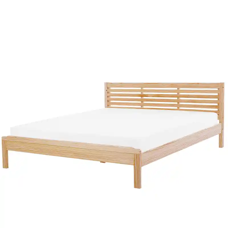 Wereldwijde Verzending CARNAC  - Tweepersoonsbed - Lichtbruin hout - 180 x 200 cm - Rubberhout