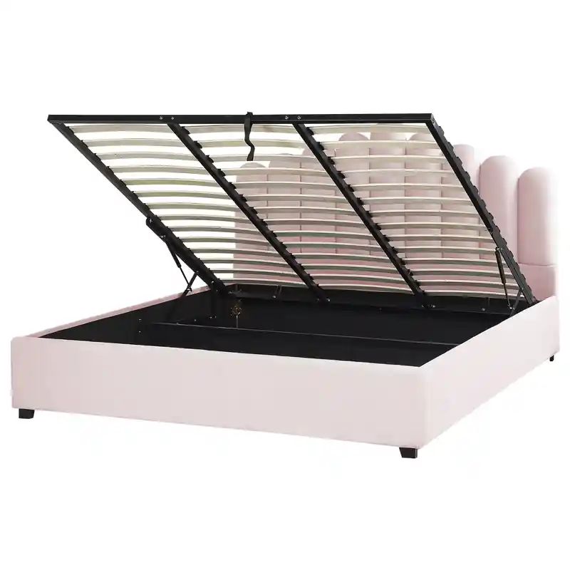 VINCENNES - Bed met opbergruimte - Pastelroze - 180 x 200 cm - Fluweel Limited Edition