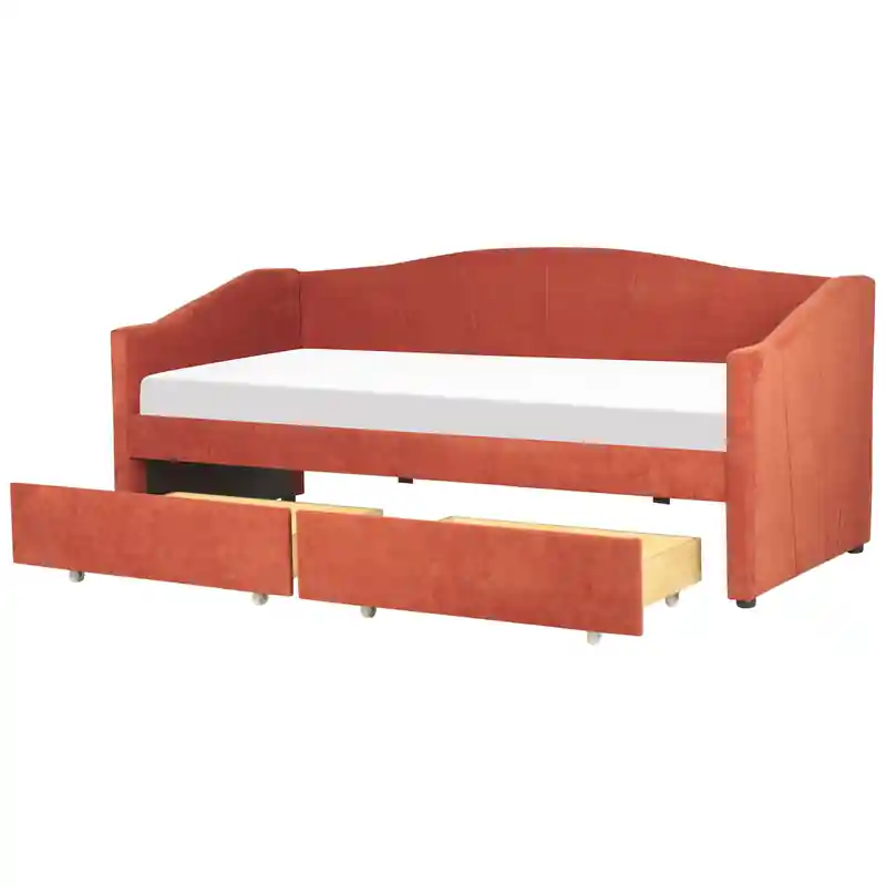 VITTEL - Bed met opberger - Rood - Polyester In De Mode