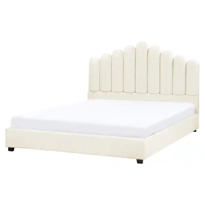 VINCENNES - Bed - Gebroken wit - 160 x 200 cm - Fluweel Tijdelijk Beschikbaar