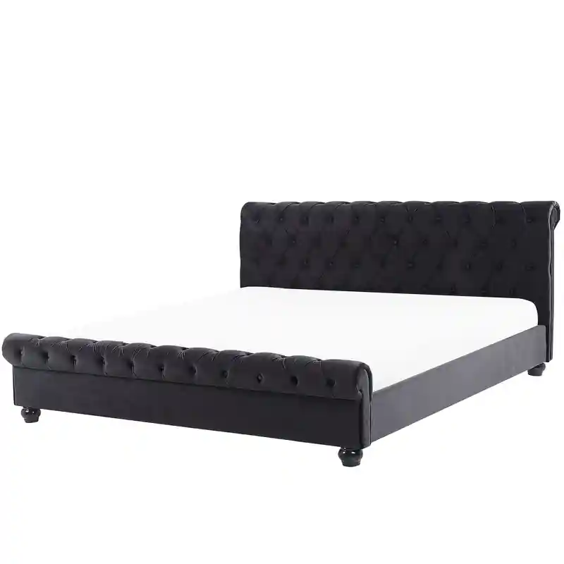 AVALLON - Waterbed - Zwart - 160 x 200 cm - Fluweel Garantie Inbegrepen