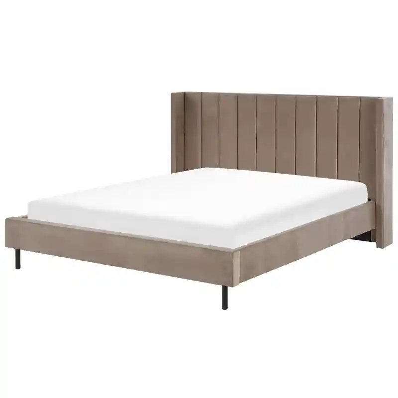 VILLETTE - Tweepersoonsbed - Taupe - 180 x 200 cm - Fluweel Laatste Kans