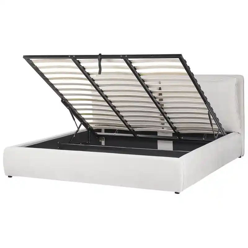 BAJONNA - Bed met opbergruimte - Gebroken wit - 180 x 200 cm - Fluweel Betrouwbaar