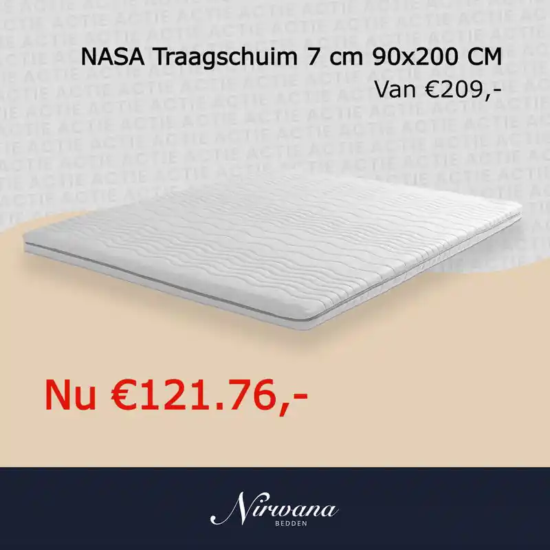 Nirwana Bedden Topper - Topdekmatras - Matrastopper - Matras - 90x200x7 cm - Traagschuim Koopje