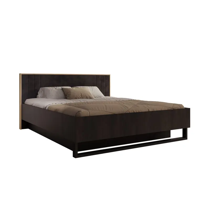 Meubella - Tweepersoonsbed Monor - Zwart eiken - 180x200 cm - Met gaslift Beperkt Aanbod