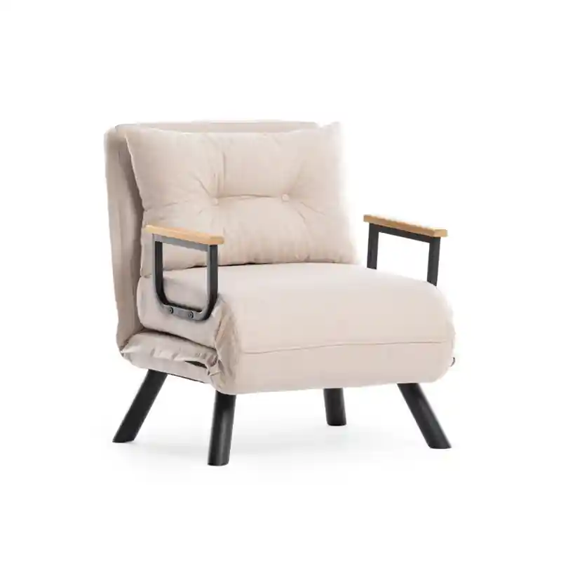 Authentiek Slaapfauteuil in stof met metalen poten L67 cm SANDO
