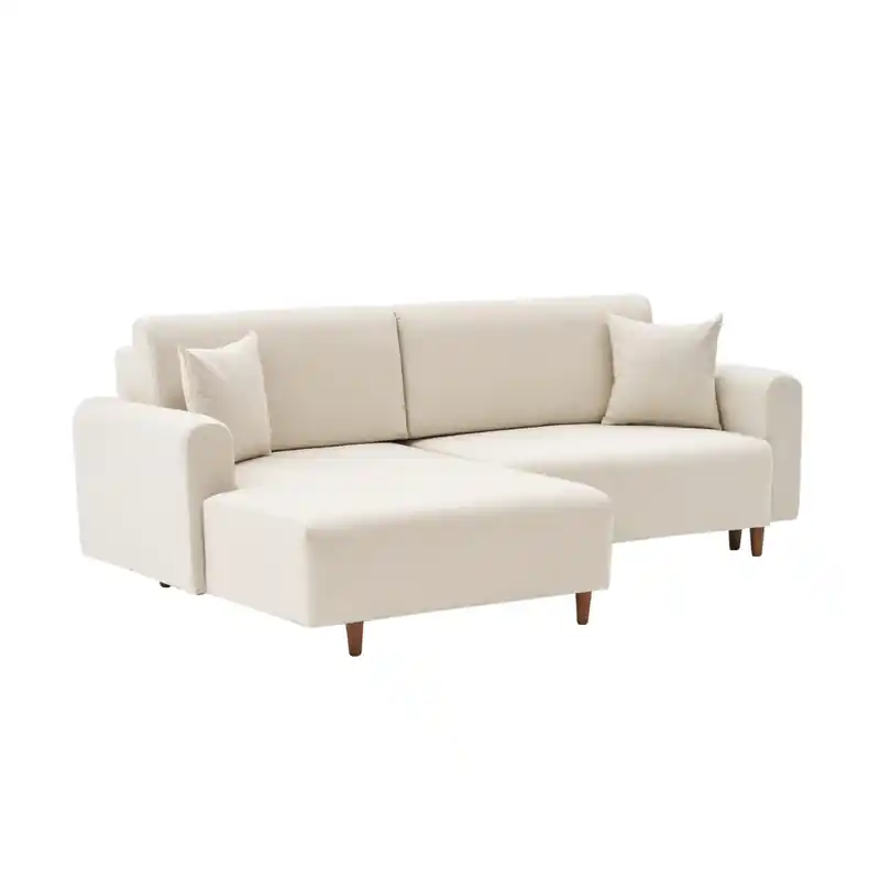 Hoekbank met slaapfunctie en linkse chaise longue in stof L246 cm - MANE Direct Beschikbaar