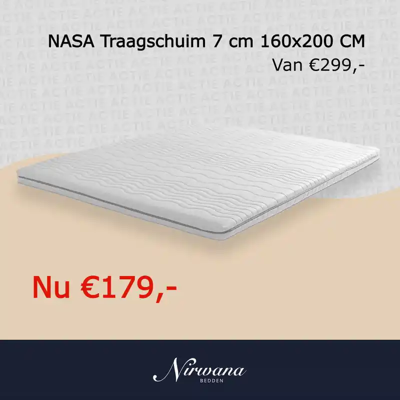 Dagaanbieding Nirwana Bedden Topper - Topdekmatras - Matrastopper - Matras - 160x200x7 cm - Traagschuim