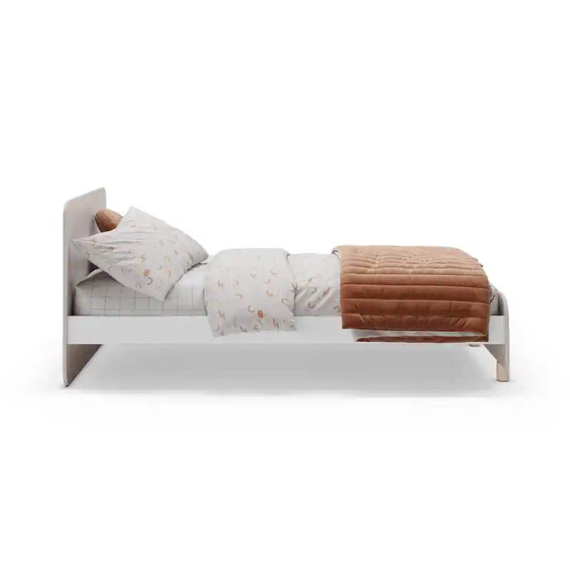Superprijs Lit met een afmeting van 90x190 cm, crème gelakt decor en licht hout - LOU