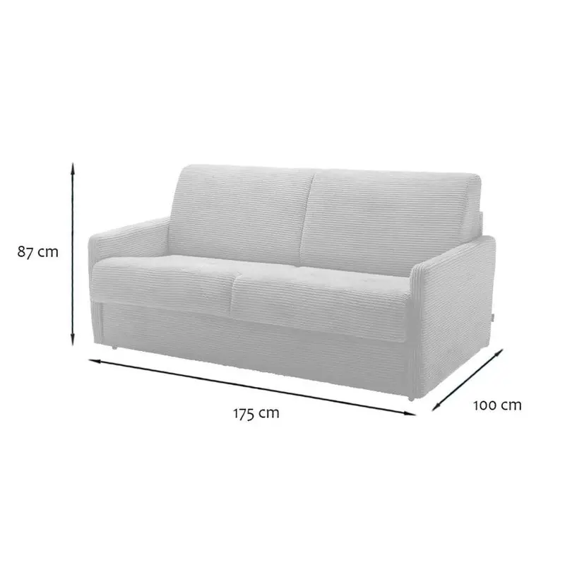 Exclusieve Aanbieding Slaapbank 3-zits in geribbeld fluweel L175 cm