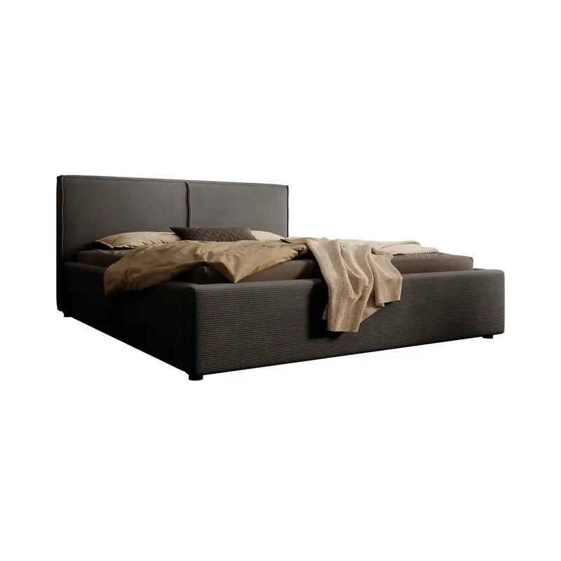 Shop Nu Meubella - Tweepersoonsbed Infinity - Zwart ribstof - 160x200 cm