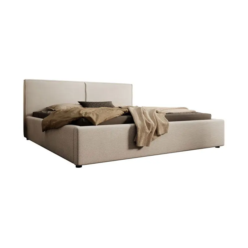Meubella - Tweepersoonsbed Infinity - Beige ribstof - 180x200 cm Aanbieding