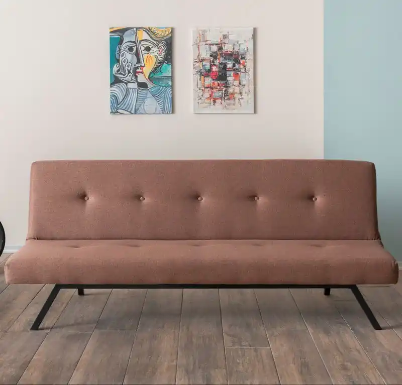 Dagaanbieding 3-Zits Slaapbank Zoly Bruin Stof - 180 cm - Zonder armleuningen - Gecapitonneerd