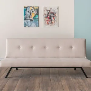 Premium 3-Zits Slaapbank Zoly Crème Stof - 180 cm - Zonder armleuningen - Gecapitonneerd
